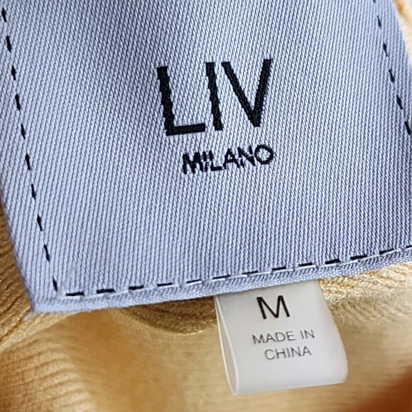 Liv Milano Yellow Knit Lace Stripe Dolman Sleeve Round Neck Top - Picture 6 of 7